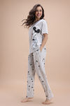 Zivame Mickey and Friends Knit Cotton Pyjama Set - Vapor Blue — thumbnail 2